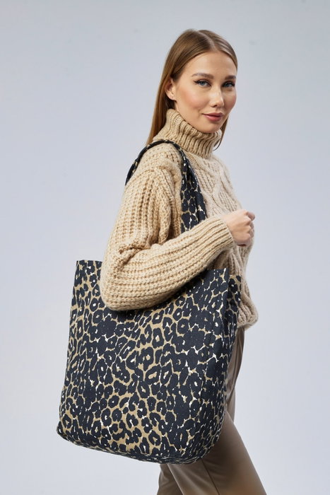 Zoozie Bags Bolso Tote de Lona Crema y Leopardo Zoozie Bags Bolso Tote de Lona Crema y Leopardo